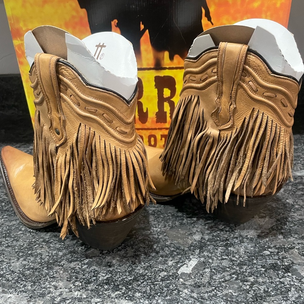 Corral Saddle Fringe and Whip Stitch Ankle Boot - Picture 2 of 3